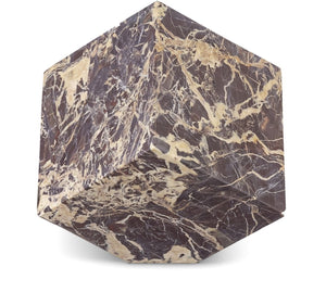 Meridian Furniture Block Genuine Stone Sculptural Cube Accent with Natural Veining for Shelves and Tabletops Cherry Genuine Marble ACC104-Cherry