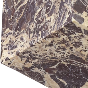 Meridian Furniture Block Genuine Stone Sculptural Cube Accent with Natural Veining for Shelves and Tabletops Cherry Genuine Marble ACC104-Cherry