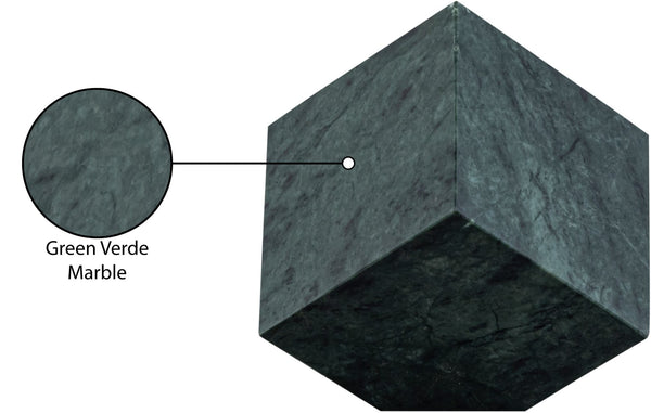 Meridian Furniture Block Genuine Stone Sculptural Cube Accent with Natural Veining for Shelves and Tabletops Green Genuine Marble ACC104-Green