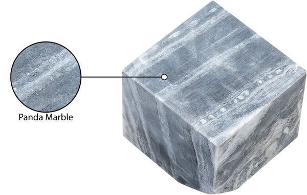 Meridian Furniture Block Genuine Stone Sculptural Cube Accent with Natural Veining for Shelves and Tabletops Panda Genuine Marble ACC104-Panda