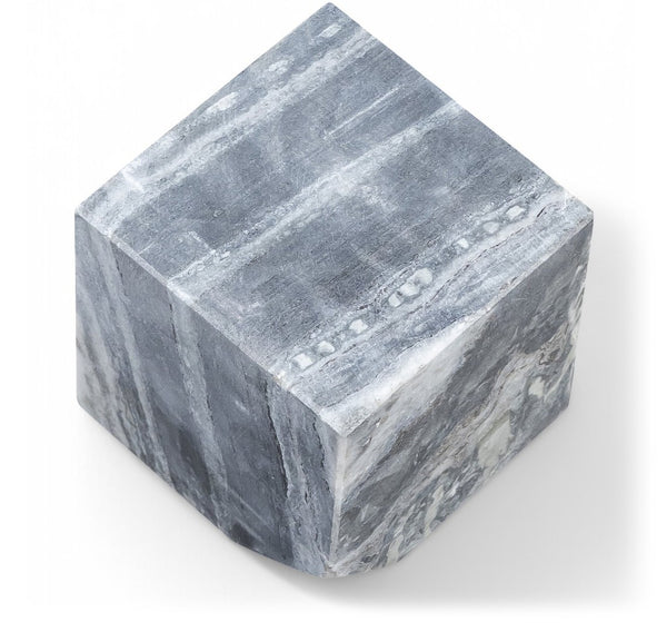 Meridian Furniture Block Genuine Stone Sculptural Cube Accent with Natural Veining for Shelves and Tabletops Panda Genuine Marble ACC104-Panda