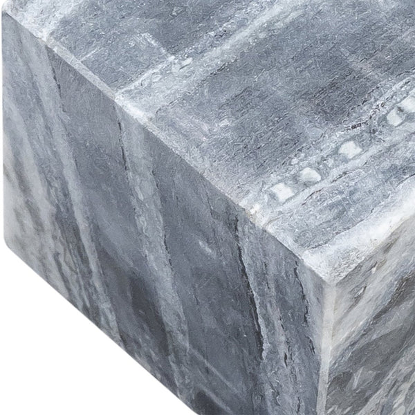 Meridian Furniture Block Genuine Stone Sculptural Cube Accent with Natural Veining for Shelves and Tabletops Panda Genuine Marble ACC104-Panda
