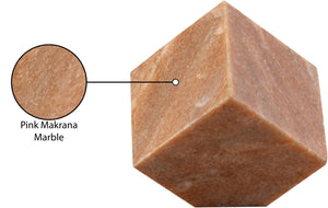 Meridian Furniture Block Genuine Stone Sculptural Cube Accent with Natural Veining for Shelves and Tabletops Pink Genuine Marble ACC104-Pink