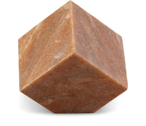 Meridian Furniture Block Genuine Stone Sculptural Cube Accent with Natural Veining for Shelves and Tabletops Pink Genuine Marble ACC104-Pink