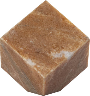 Meridian Furniture Block Genuine Stone Sculptural Cube Accent with Natural Veining for Shelves and Tabletops Pink Genuine Marble ACC104-Pink
