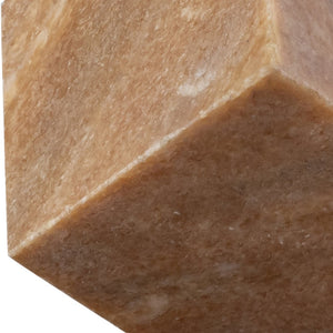 Meridian Furniture Block Genuine Stone Sculptural Cube Accent with Natural Veining for Shelves and Tabletops Pink Genuine Marble ACC104-Pink