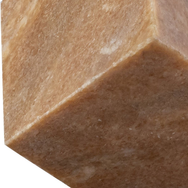 Meridian Furniture Block Genuine Stone Sculptural Cube Accent with Natural Veining for Shelves and Tabletops Pink Genuine Marble ACC104-Pink