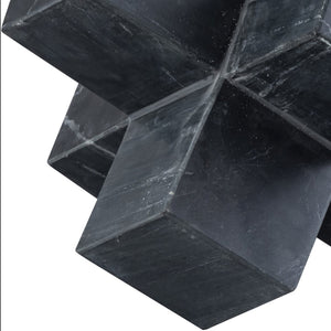 Meridian Furniture Jack Sculptural Stone Accent Piece with Natural Veining Geometric Form for Stylish Tabletop Decor Black Genuine Marble ACC105-Black