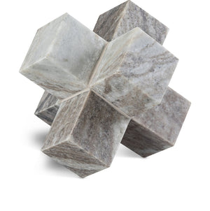 Meridian Furniture Jack Sculptural Stone Accent Piece with Natural Veining Geometric Form for Stylish Tabletop Decor Brown Genuine Marble ACC105-Brown