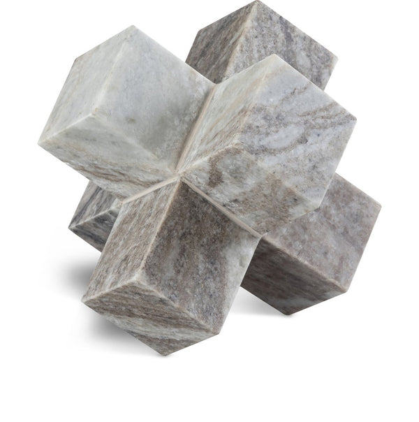 Meridian Furniture Jack Sculptural Stone Accent Piece with Natural Veining Geometric Form for Stylish Tabletop Decor Brown Genuine Marble ACC105-Brown