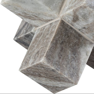 Meridian Furniture Jack Sculptural Stone Accent Piece with Natural Veining Geometric Form for Stylish Tabletop Decor Brown Genuine Marble ACC105-Brown