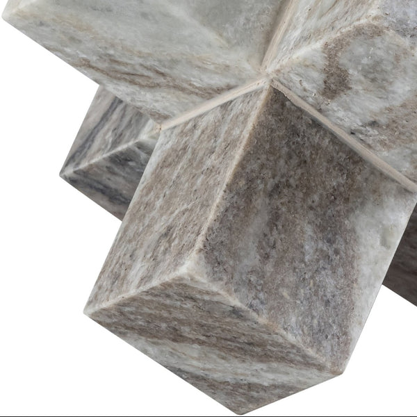 Meridian Furniture Jack Sculptural Stone Accent Piece with Natural Veining Geometric Form for Stylish Tabletop Decor Brown Genuine Marble ACC105-Brown