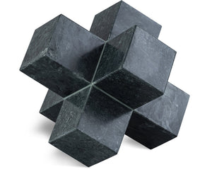 Meridian Furniture Jack Sculptural Stone Accent Piece with Natural Veining Geometric Form for Stylish Tabletop Decor Green Genuine Marble ACC105-Green