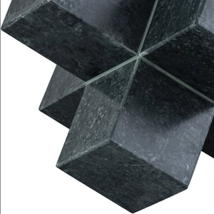 Meridian Furniture Jack Sculptural Stone Accent Piece with Natural Veining Geometric Form for Stylish Tabletop Decor Green Genuine Marble ACC105-Green