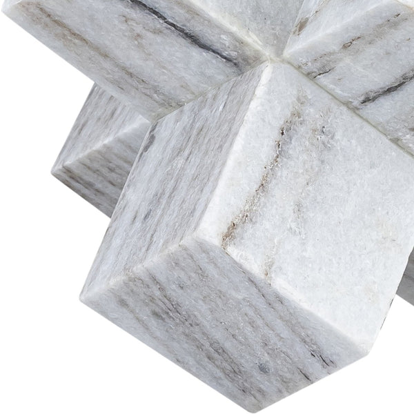 Meridian Furniture Jack Sculptural Stone Accent Piece with Natural Veining Geometric Form for Stylish Tabletop Decor Panda Genuine Marble ACC105-Panda