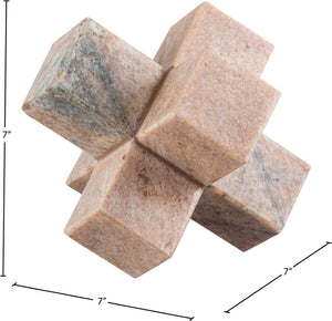 Meridian Furniture Jack Sculptural Stone Accent Piece with Natural Veining Geometric Form for Stylish Tabletop Decor Pink Genuine Marble ACC105-Pink