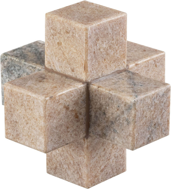 Meridian Furniture Jack Sculptural Stone Accent Piece with Natural Veining Geometric Form for Stylish Tabletop Decor Pink Genuine Marble ACC105-Pink
