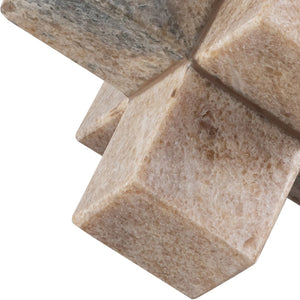 Meridian Furniture Jack Sculptural Stone Accent Piece with Natural Veining Geometric Form for Stylish Tabletop Decor Pink Genuine Marble ACC105-Pink