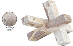 Meridian Furniture Stix Hand-finished Stone Sculptural Accent with Natural Veining for Shelves and Tabletop Decor Beige Genuine Marble ACC106-Beige