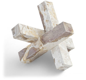 Meridian Furniture Stix Hand-finished Stone Sculptural Accent with Natural Veining for Shelves and Tabletop Decor Beige Genuine Marble ACC106-Beige