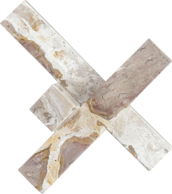 Meridian Furniture Stix Hand-finished Stone Sculptural Accent with Natural Veining for Shelves and Tabletop Decor Beige Genuine Marble ACC106-Beige
