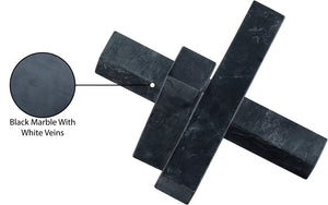 Meridian Furniture Stix Hand-finished Stone Sculptural Accent with Natural Veining for Shelves and Tabletop Decor Black Genuine Marble ACC106-Black