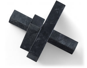 Meridian Furniture Stix Hand-finished Stone Sculptural Accent with Natural Veining for Shelves and Tabletop Decor Black Genuine Marble ACC106-Black