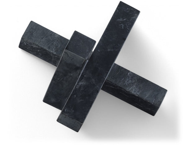 Meridian Furniture Stix Hand-finished Stone Sculptural Accent with Natural Veining for Shelves and Tabletop Decor Black Genuine Marble ACC106-Black