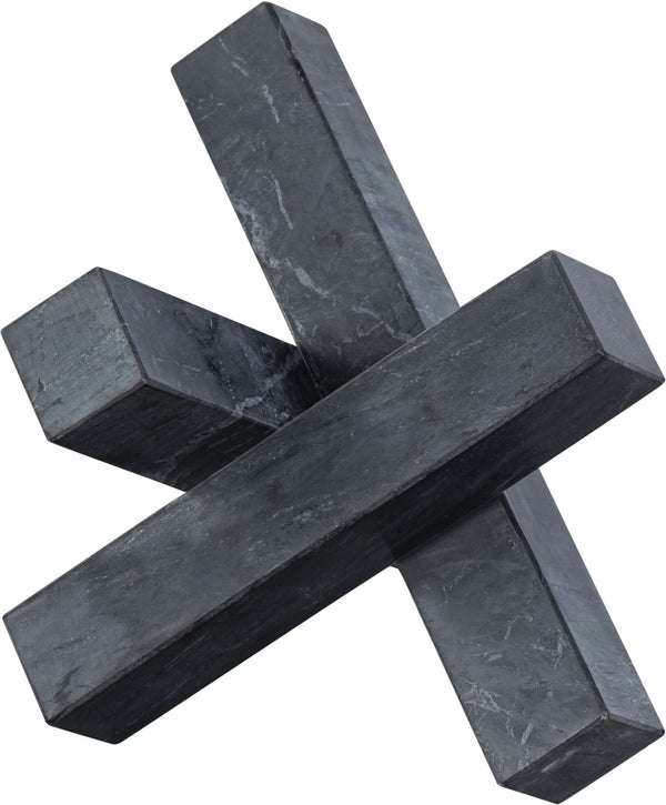 Meridian Furniture Stix Hand-finished Stone Sculptural Accent with Natural Veining for Shelves and Tabletop Decor Black Genuine Marble ACC106-Black
