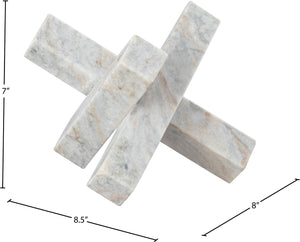 Meridian Furniture Stix Hand-finished Stone Sculptural Accent with Natural Veining for Shelves and Tabletop Decor Brown Genuine Marble ACC106-Brown