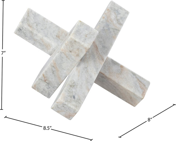 Meridian Furniture Stix Hand-finished Stone Sculptural Accent with Natural Veining for Shelves and Tabletop Decor Brown Genuine Marble ACC106-Brown