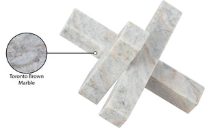 Meridian Furniture Stix Hand-finished Stone Sculptural Accent with Natural Veining for Shelves and Tabletop Decor Brown Genuine Marble ACC106-Brown