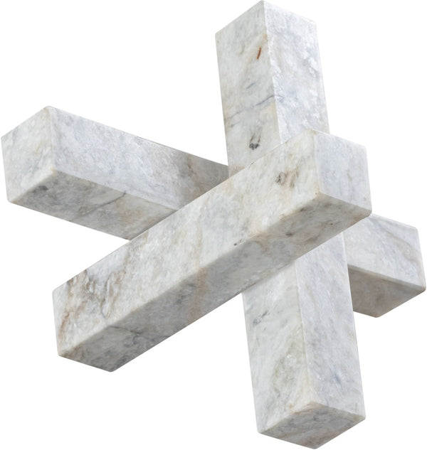 Meridian Furniture Stix Hand-finished Stone Sculptural Accent with Natural Veining for Shelves and Tabletop Decor Brown Genuine Marble ACC106-Brown