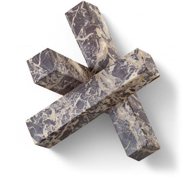 Meridian Furniture Stix Hand-finished Stone Sculptural Accent with Natural Veining for Shelves and Tabletop Decor Cherry Genuine Marble ACC106-Cherry