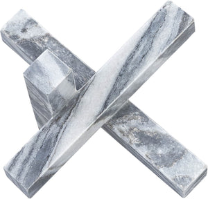 Meridian Furniture Stix Hand-finished Stone Sculptural Accent with Natural Veining for Shelves and Tabletop Decor Panda Genuine Marble ACC106-Panda