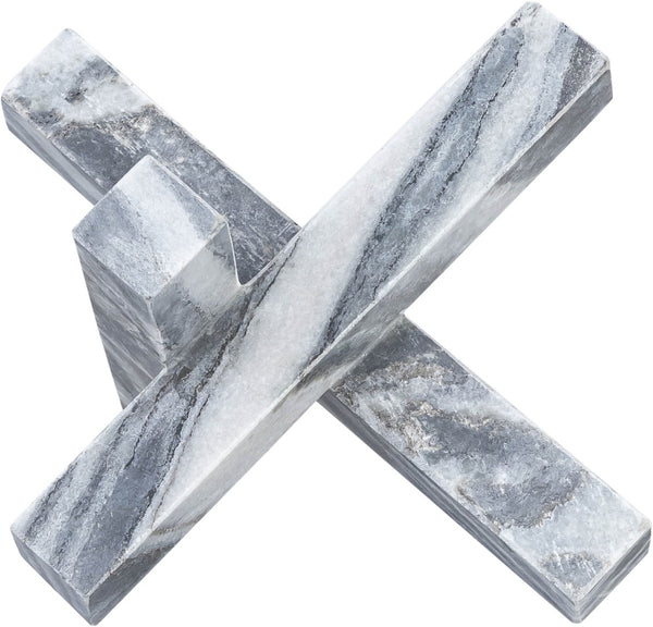 Meridian Furniture Stix Hand-finished Stone Sculptural Accent with Natural Veining for Shelves and Tabletop Decor Panda Genuine Marble ACC106-Panda