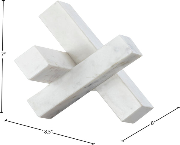 Meridian Furniture Stix Hand-finished Stone Sculptural Accent with Natural Veining for Shelves and Tabletop Decor White Genuine Marble ACC106-White