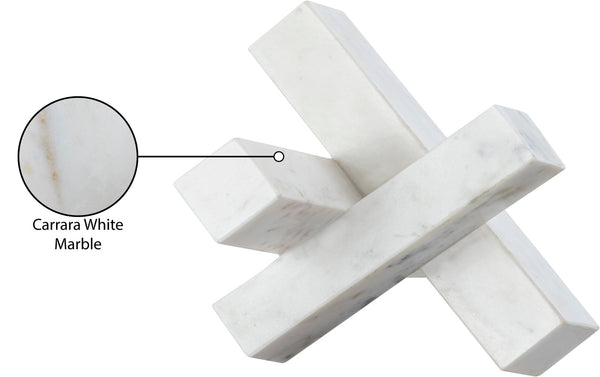 Meridian Furniture Stix Hand-finished Stone Sculptural Accent with Natural Veining for Shelves and Tabletop Decor White Genuine Marble ACC106-White