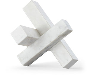 Meridian Furniture Stix Hand-finished Stone Sculptural Accent with Natural Veining for Shelves and Tabletop Decor White Genuine Marble ACC106-White