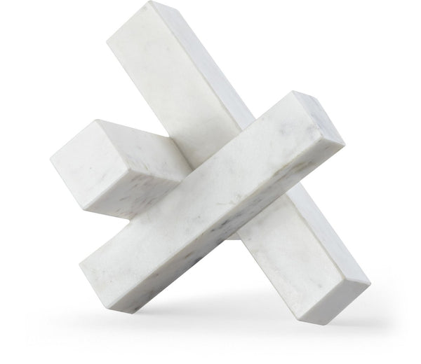 Meridian Furniture Stix Hand-finished Stone Sculptural Accent with Natural Veining for Shelves and Tabletop Decor White Genuine Marble ACC106-White