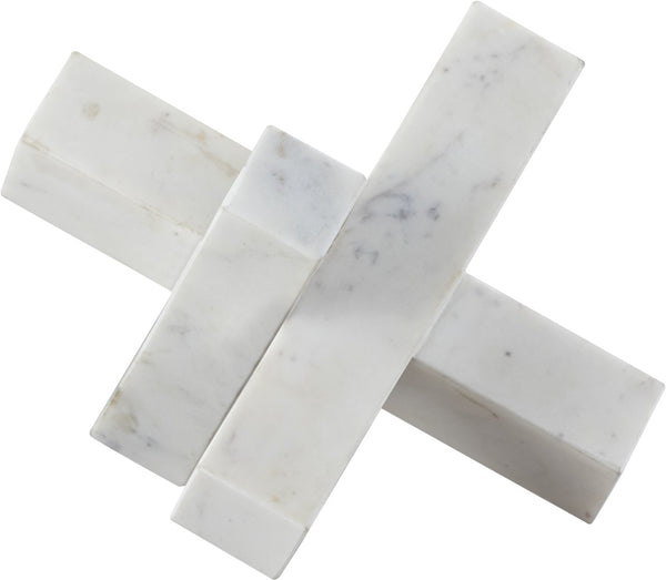 Meridian Furniture Stix Hand-finished Stone Sculptural Accent with Natural Veining for Shelves and Tabletop Decor White Genuine Marble ACC106-White