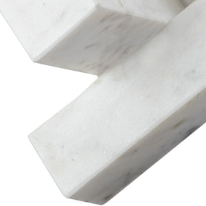 Meridian Furniture Stix Hand-finished Stone Sculptural Accent with Natural Veining for Shelves and Tabletop Decor White Genuine Marble ACC106-White