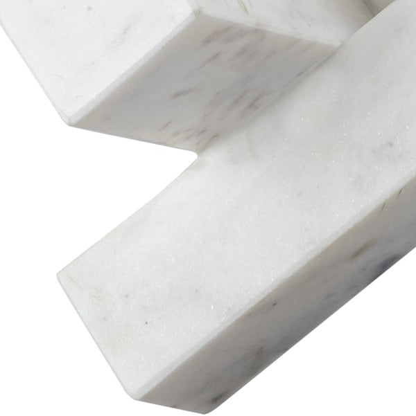 Meridian Furniture Stix Hand-finished Stone Sculptural Accent with Natural Veining for Shelves and Tabletop Decor White Genuine Marble ACC106-White