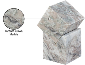 Meridian Furniture Quad Stacked Marble Cube Sculptural Tower Handcrafted Stone Tabletop Accent for Shelf Styling Brown Genuine Marble ACC107-Brown