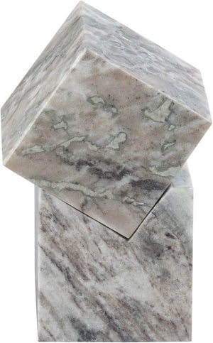 Meridian Furniture Quad Stacked Marble Cube Sculptural Tower Handcrafted Stone Tabletop Accent for Shelf Styling Brown Genuine Marble ACC107-Brown