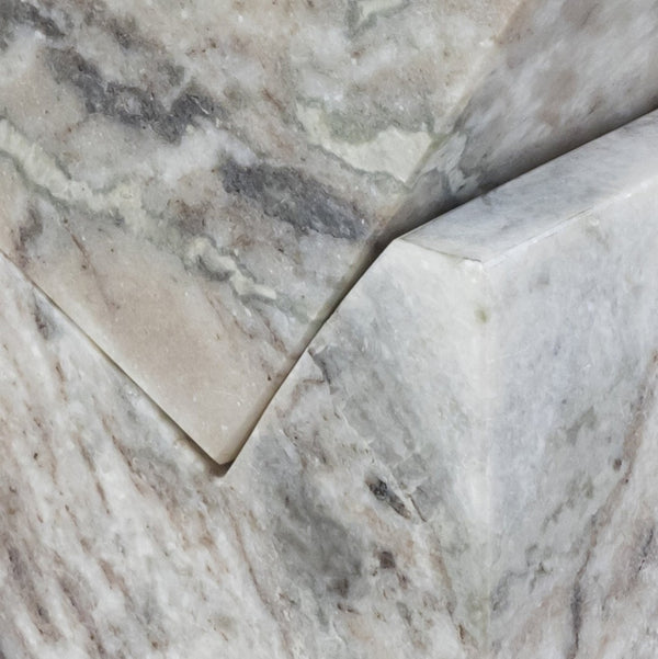 Meridian Furniture Quad Stacked Marble Cube Sculptural Tower Handcrafted Stone Tabletop Accent for Shelf Styling Brown Genuine Marble ACC107-Brown