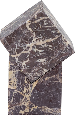 Meridian Furniture Quad Stacked Marble Cube Sculptural Tower Handcrafted Stone Tabletop Accent for Shelf Styling Cherry Genuine Marble ACC107-Cherry