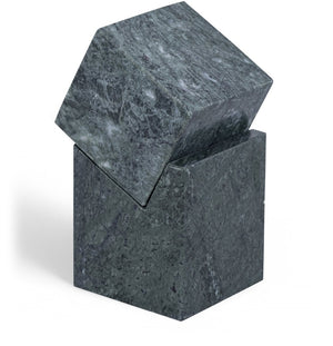 Meridian Furniture Quad Stacked Marble Cube Sculptural Tower Handcrafted Stone Tabletop Accent for Shelf Styling Green Genuine Marble ACC107-Green