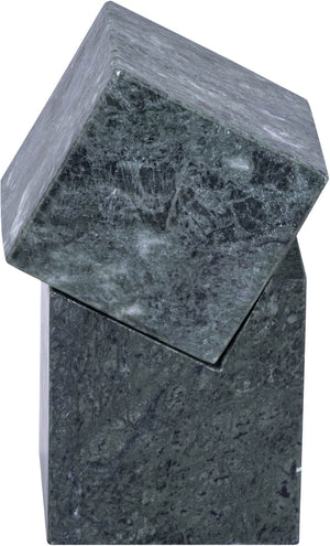 Meridian Furniture Quad Stacked Marble Cube Sculptural Tower Handcrafted Stone Tabletop Accent for Shelf Styling Green Genuine Marble ACC107-Green