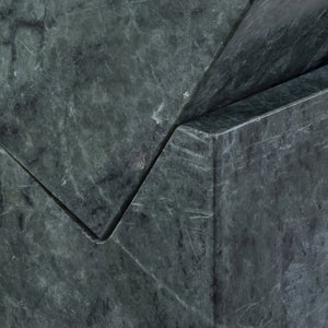 Meridian Furniture Quad Stacked Marble Cube Sculptural Tower Handcrafted Stone Tabletop Accent for Shelf Styling Green Genuine Marble ACC107-Green
